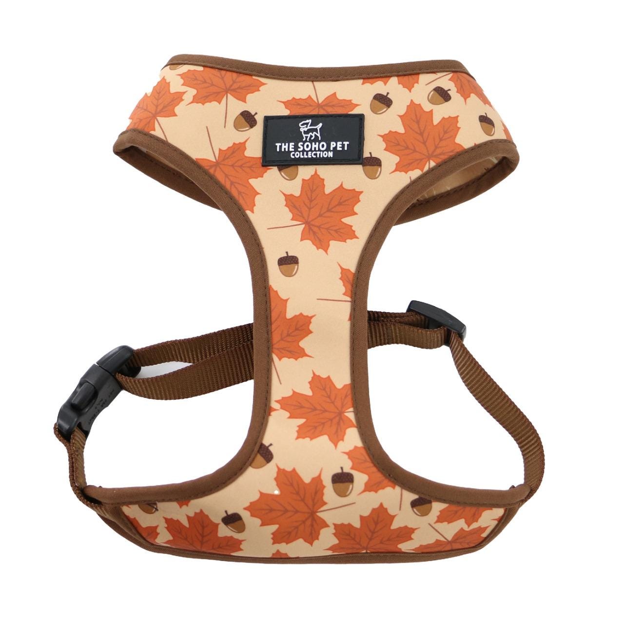 Maple Leaf & Woodland Pattern Reversible Dog Harness