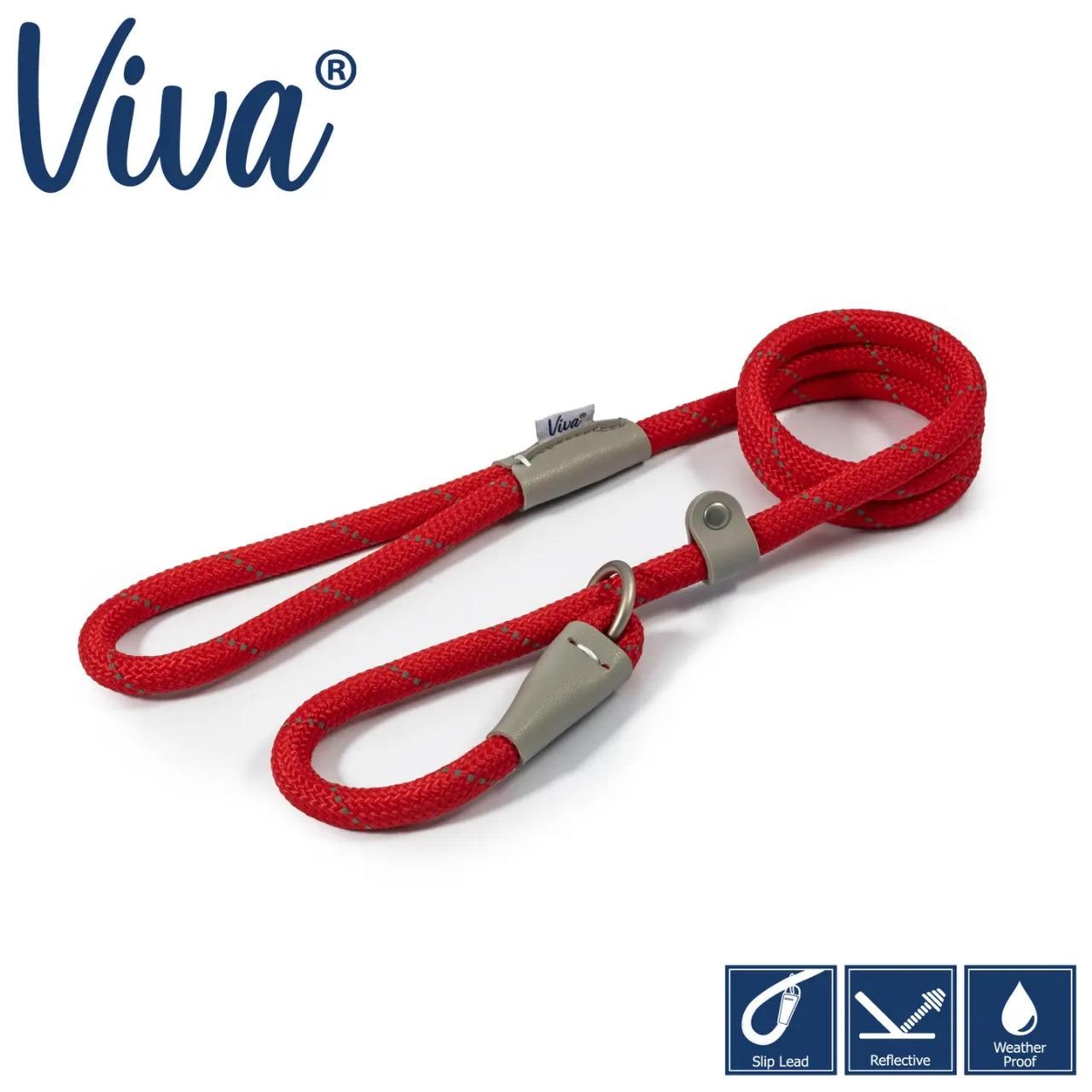 Viva Rope Slip Lead 120cm x 1cm - various colors