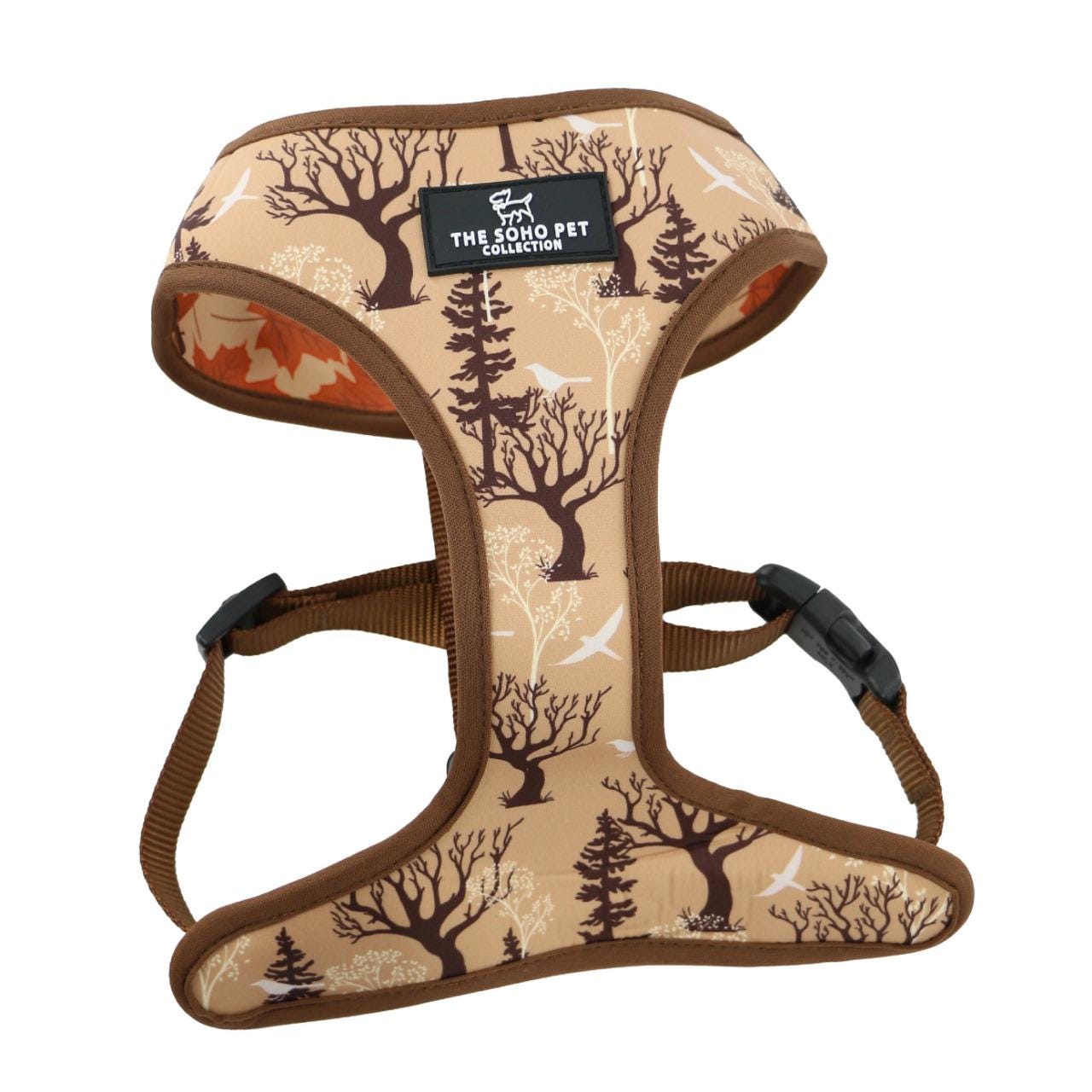 Maple Leaf & Woodland Pattern Reversible Dog Harness